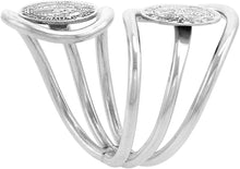 Load image into Gallery viewer, 925 Sterling Silver St. Benedict Ring Wire Wrapped 2 Medals Bypass Handmade 6-10