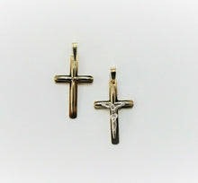 Load image into Gallery viewer, Authentic 14K Yellow Lined Gold Cross Pendant with/out White Gold Jesus 2 Style
