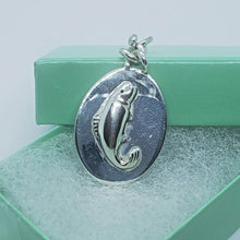 Load image into Gallery viewer, Sterling Silver Fish Oval Tag Key Ring Pendant 1 3/4 inches Long High Quality
