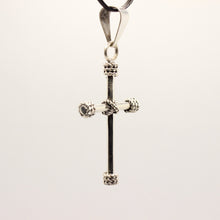 Load image into Gallery viewer, 925 Sterling Silver Plain Cylindrical Cross Pendant with Rope Textured Edges