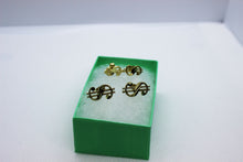 Load image into Gallery viewer, 10K Solid Yellow Gold Dollar $ sign Earrings 2 sizes