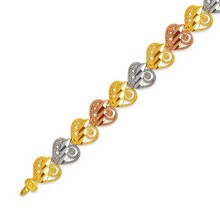 Load image into Gallery viewer, 14K Tri Color Gold Faceted Diamond Cut Bracelet 8 mm 7" Chain Brazalete tricolor
