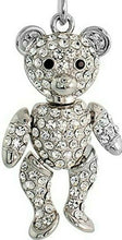 Load image into Gallery viewer, Movable Teddy Bear Key Chain Crystal Key Ring Clear Black 4 1/2 in long