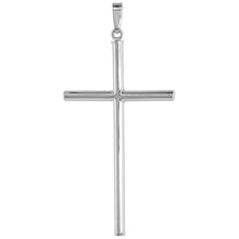 Load image into Gallery viewer, 925 Sterling Silver Large Plain Tubular Cross Pendant 2 1/4 Inch Tall (56mm)