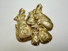 Load image into Gallery viewer, 10K Solid Yellow Gold Lucky Money Bag Pendant Diamond Cut 6 Sizes