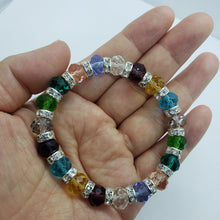 Load image into Gallery viewer, 7 Inch Elastic Nylon Strand Bracelet Glass Crystals (Emerald, Citrine, Amethyst)