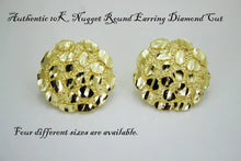 Load image into Gallery viewer, 10K Soild Yellow Gold Nugget Round Diamond Cut Stud Earrings for Men Women