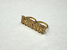 Load image into Gallery viewer, 10k Yellow Gold Nugget Style Double Finger Ring Sizes 6-13