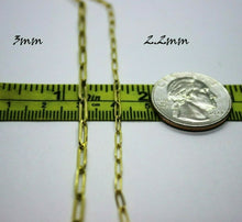Load image into Gallery viewer, 2.2mm 3mm 14K Real Yellow Gold Paperclip Chain Necklace Bracelet 7" 8" 16"~30"