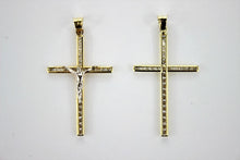 Load image into Gallery viewer, 10K Yellow Gold Cross Pendant with/out White Gold Jesus 4 Sizes