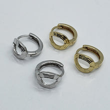 Load image into Gallery viewer, 14K Real Yellow White Gold Huggie Hoop Earrings Diamond Cut Round 11mm Men Women