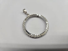 Load image into Gallery viewer, 925 Sterling Silver Rope Edge 50 Cent Half Dollar Coin Bezel 30mm Prong Back