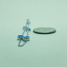 Load image into Gallery viewer, Sterling Silver Synthetic Opal Station Bracelet Round Links fits 6.5 -7.2 Inch