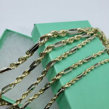 Load image into Gallery viewer, Authentic 14k Real Gold Two Tone Figarope Chain Necklace Lobster 3mm-6mm 18"-30"