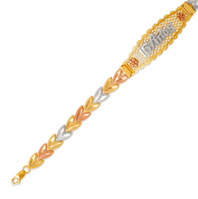 Load image into Gallery viewer, 14K Tri Color Gold Faceted Diamond Cut 15 Anos ID Bracelet 6mm / 12mm 7" Chain