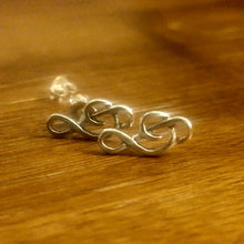 Load image into Gallery viewer, 925 Solid Sterling Silver Treble G-Clef Stud Earrings, 9/16 inch long 14mm Wide