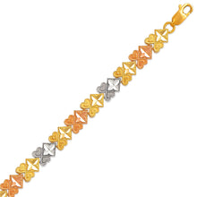 Load image into Gallery viewer, 14K Tri Color Gold Faceted Diamond Cut Bracelet 6mm 7" Chain Brazalete tricolor