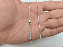 Load image into Gallery viewer, 925 Sterling Silver Fine 3 + 1 Beaded Snake Station Chain Necklace 1mm 7" to 30"