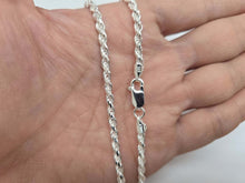 Load image into Gallery viewer, 925 Sterling Silver Solid Rope Chain Necklace Diamond Cut 4mm 7" to 30"