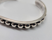 Load image into Gallery viewer, Sterling Silver Cuff Bracelet Beaded Handmade Bangle Cuff Beaded 7.25 inch
