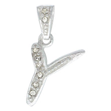 Load image into Gallery viewer, 925 Sterling Silver CZ Action Initial Letter Alphabet Pendant 3/4 Inch Wide
