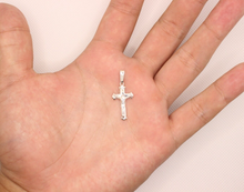 Load image into Gallery viewer, 925 Sterling Silver Dainty Pewter Budded Crucifix Cross Pendant