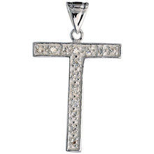 Load image into Gallery viewer, 925 Sterling Silver CZ Block Initial Letter Alphabet Pendant 1 5/8 Inch Wide