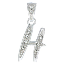 Load image into Gallery viewer, 925 Sterling Silver CZ Action Initial Letter Alphabet Pendant 3/4 Inch Wide