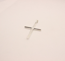 Load image into Gallery viewer, 925 Sterling Silver Simple Skinny Cylindrical Stick Cross Pendant