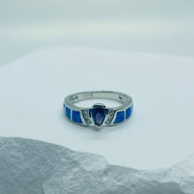 Load image into Gallery viewer, Sterling Silver Blue Synthetic Opal Teardrop Ring
