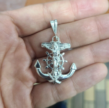 Load image into Gallery viewer, 925 Sterling Silver Anchor Mariner Crucifix Cross Pendant 1 1/4 Inch (31mm)
