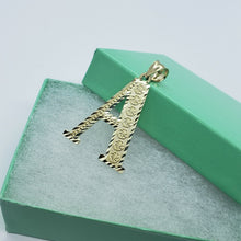 Load image into Gallery viewer, 10K Solid Yellow Gold Diamond Cut Initial Alphabet Letter Pendant Charm 4 Sizes