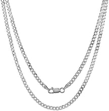 Load image into Gallery viewer, 925 Sterling Silver Curb Cuban Link Chain Necklaces Men Women 3mm Size 16" ~ 30"