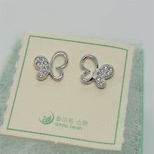 Load image into Gallery viewer, Sterling Silver Two Butterflies Earring with CZ