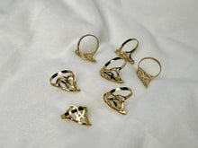 Load image into Gallery viewer, 10k Solid Yellow Gold Slanted Heart Cursive Initial Letter Alphabet Ring