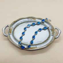 Load image into Gallery viewer, Sterling Silver Synthetic Opal Bracelet Oval Links 6mm Wide