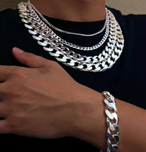 Load image into Gallery viewer, 925 Sterling Silver Thick Curb Cuban Link Chain Necklace 9mm~17mm Size 18"~36"