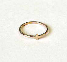 Load image into Gallery viewer, 14K Solid Gold Handmade Sideways Cross Ring Band