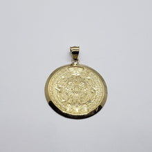Load image into Gallery viewer, Authentic 14K Yellow Real Gold Aztec Round Calendar Pendant Charm Medal 3 Sizes