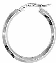 Load image into Gallery viewer, Sterling Silver Click Tob Hoop Earrings for Women 2mm Diamond Shape Tubing Italy