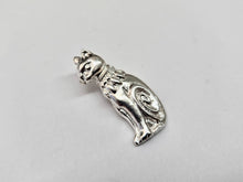 Load image into Gallery viewer, 925 Sterling Silver Egyptian Curl Sitting Cat Pendant 1 1/4 (31mm) Inch Tall