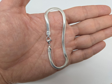 Load image into Gallery viewer, 925 Sterling Silver Flat Snake Chain Bracelet Italy Men and Women 4.5mm 7" to 8"