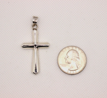 Load image into Gallery viewer, 925 Sterling Beveled Edge Semi-Cylinder Cross Pendant