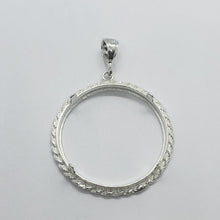 Load image into Gallery viewer, Sterling Silver Dollar Coin Rope Bezel 38 mm Coins Prong Back Diamond Cut Shiny