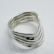 Load image into Gallery viewer, Sterling Silver Wire Wrap Ring Hammered Curves Bypass Handmade 1 1/8in Size 6~10