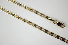 Load image into Gallery viewer, 14K Yellow White Rose Gold Tri Color Valentino Chain Necklace 3.3mm 16~26"