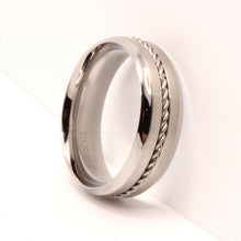 Load image into Gallery viewer, Stainless Steel Rope Inlay Matte Finish Concave Edges Wedding Ring Band 7mm