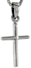 Load image into Gallery viewer, 925 Sterling Silver Smooth Rounded Bar Cross Pendant 1 Inch (25mm) Tall