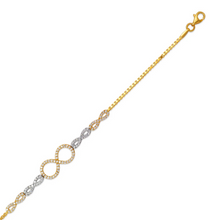 Load image into Gallery viewer, 14K Tricolor Gold 9mm Center, 1mm Ladies Bracelet High Polished Fancy Chain