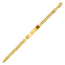Load image into Gallery viewer, 14K Yellow Gold ID Bracelet 7mm ID 6mm Wide Curb Chain 7" 7.5" 8" Engraving